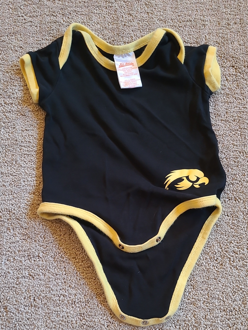 Black and Yellow Infant Bodysuit with Cheerful Logo